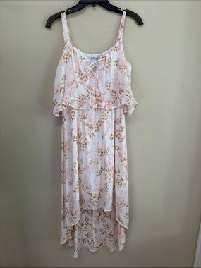 Luxology White and Pink Floral Ruffle Sundress
